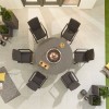 Nova Outdoor Fabric Hugo Dark Grey 6 Seat Round Dining Set with Firepit