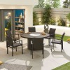 Nova Outdoor Fabric Hugo Dark Grey 6 Seat Round Dining Set with Firepit