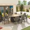 Nova Outdoor Fabric Hugo Light Grey 8 Seat Oval Dining Set with Firepit