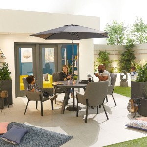 Nova Outdoor Fabric Genoa Light Grey 4 Seat Round Dining Set Nova Outdoor Fabric Genoa Light Grey 4 Seat Round Dining Set