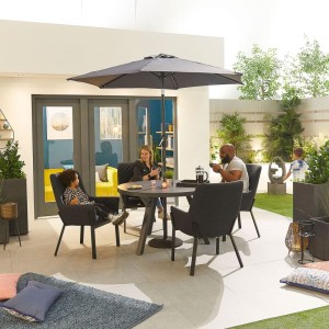 Nova Outdoor Fabric Genoa Dark Grey 4 Seat Round Dining Set Nova Outdoor Fabric Genoa Dark Grey 4 Seat Round Dining Set