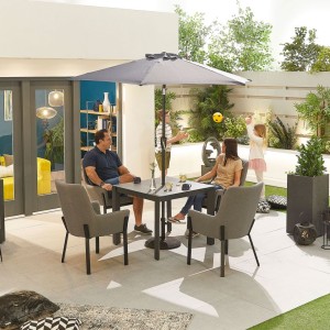 Nova Outdoor Fabric Genoa Light Grey 4 Seat Square Dining Set Nova Outdoor Fabric Genoa Light Grey 4 Seat Square Dining Set