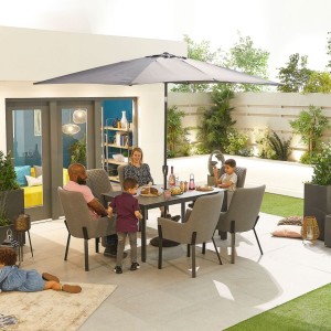 Nova Outdoor Fabric Genoa Light Grey 6 Seat Rectangular Dining Set