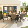Nova Outdoor Fabric Genoa Light Grey 6 Seat Oval Dining Set with Firepit
