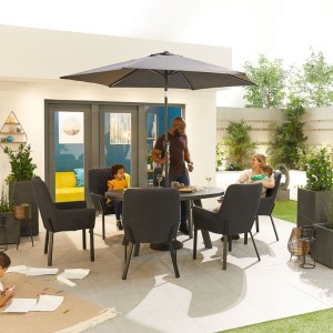 Nova Outdoor Fabric Genoa Dark Grey 6 Seat Oval Dining Set