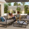 Nova Outdoor Fabric Alessandria Dark Grey Frame Aluminium Corner Sofa Set with Table and Stool