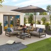 Nova Outdoor Fabric Alessandria Dark Grey Frame Aluminium Corner Sofa Set with Table and Stool