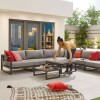 Nova Outdoor Fabric Alessandria Dark Grey Frame Aluminium Corner Sofa Set with Table and Stool