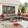 Nova Outdoor Fabric Alessandria Dark Grey Frame Aluminium Corner Sofa Set with Table and Stool