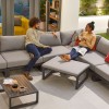 Nova Outdoor Fabric Alessandria Dark Grey Frame Aluminium Corner Sofa Set with Table and Armchair