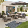 Nova Outdoor Fabric Alessandria Dark Grey Frame Aluminium Corner Sofa Set with Table and Armchair