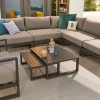 Nova Outdoor Fabric Alessandria Dark Grey Frame Aluminium Corner Sofa Set with Table and Armchair