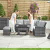 Nova Garden Furniture Cambridge Grey Weave Compact Corner Dining Set with Rising Table