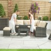 Nova Garden Furniture Cambridge Brown Weave Compact Corner Dining Set with Rising Table