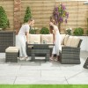 Nova Garden Furniture Cambridge Brown Weave Compact Corner Dining Set with Rising Table