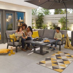 Nova Garden Furniture Vogue Grey Frame Corner Dining Set with Rising Table Nova Garden Furniture Vogue Grey Frame Corner Dining Set with Rising Table