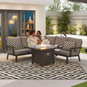 Nova Garden Furniture Vogue Grey Frame Corner Dining Set with Firepit Table Nova Garden Furniture Vogue Grey Frame Corner Dining Set with Firepit Table