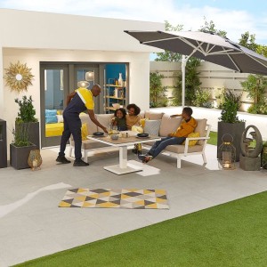 Nova Garden Furniture Vogue White Frame Corner Dining Set with Rising Table Nova Garden Furniture Vogue White Frame Corner Dining Set with Rising Table