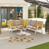 Nova Garden Furniture Vogue White Frame Corner Dining Set with Rising Table