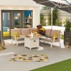 Nova Garden Furniture Vogue White Frame Corner Dining Set with Firepit Table