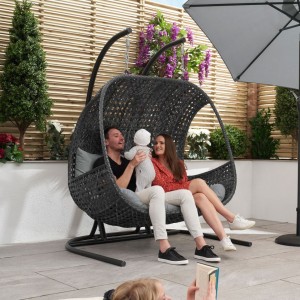 Nova Garden Furniture Grey Rattan Double Hanging Egg Chair Nova Garden Furniture Grey Rattan Double Hanging Egg Chair