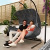 Nova Garden Furniture Grey Rattan Double Hanging Egg Chair