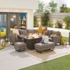 Nova Outdoor Fabric Light Grey Eclipse Corner Dining Set with Firepit Table and Stool and Bench