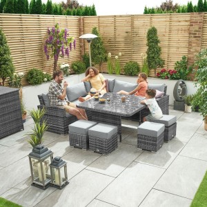 Nova Garden Furniture Cambridge Grey Weave Deluxe Corner Dining Set with Parasol Hole Nova Garden Furniture Cambridge Grey Weave Deluxe Corner Dining Set with Parasol Hole