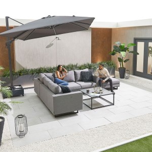 Nova Outdoor Fabric Light Grey Eden Corner Sofa Set with Coffee Table & Footstool Nova Outdoor Fabric Light Grey Eden Corner Sofa Set with Coffee Table & Footstool