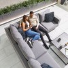Nova Outdoor Fabric Light Grey Eden Corner Sofa Set with Coffee Table & Footstool