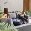 Nova Outdoor Fabric Light Grey Eden Corner Sofa Set with Coffee Table & Footstool