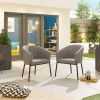 Nova Outdoor Fabric Edge Light Grey 8 Seat Round Dining Set with Firepit