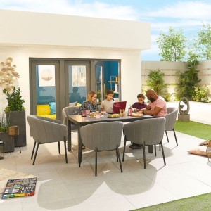 Nova Outdoor Fabric Edge Light Grey 6 Seat Rectangular Dining Set