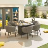 Nova Outdoor Fabric Edge Light Grey 6 Seat Oval Dining Set with Firepit