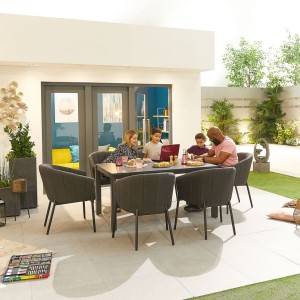 Nova Outdoor Fabric Edge Dark Grey 6 Seat Rectangular Dining Set