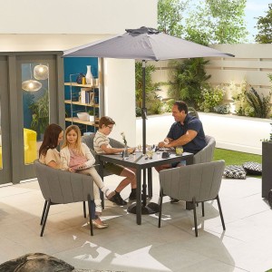 Nova Outdoor Fabric Edge Light Grey 4 Seat Square Dining Set Nova Outdoor Fabric Edge Light Grey 4 Seat Square Dining Set