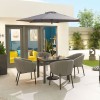 Nova Outdoor Fabric Edge Light Grey 4 Seat Square Dining Set