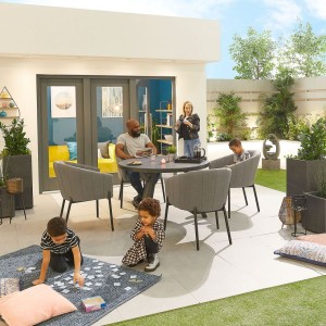 Nova Outdoor Fabric Edge Light Grey 4 Seat Round Dining Set Nova Outdoor Fabric Edge Light Grey 4 Seat Round Dining Set