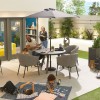 Nova Outdoor Fabric Edge Light Grey 4 Seat Round Dining Set