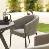 Nova Outdoor Fabric Edge Light Grey 4 Seat Round Dining Set