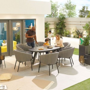Nova Outdoor Fabric Edge Light Grey 6 Seat Oval Dining Set