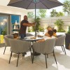 Nova Outdoor Fabric Edge Light Grey 6 Seat Oval Dining Set