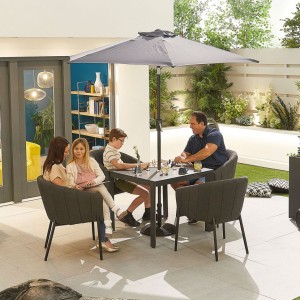 Nova Outdoor Fabric Edge Dark Grey 4 Seat Square Dining Set Nova Outdoor Fabric Edge Dark Grey 4 Seat Square Dining Set