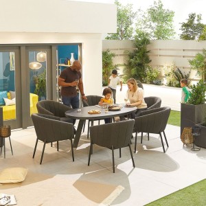 Nova Outdoor Fabric Edge Dark Grey 6 Seat Oval Dining Set