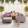 Nova Outdoor Fabric Eden Light Grey Corner Sofa Set with Footstool