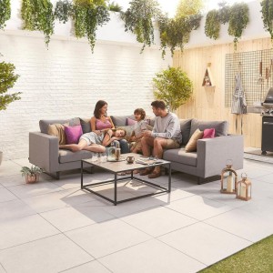 Nova Outdoor Fabric Eden Light Grey Corner Sofa Set with Coffee Table Nova Outdoor Fabric Eden Light Grey Corner Sofa Set with Coffee Table