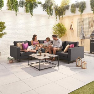 Nova Outdoor Fabric Eden Dark Grey Corner Sofa Set with Coffee Table Nova Outdoor Fabric Eden Dark Grey Corner Sofa Set with Coffee Table