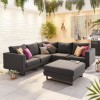 Nova Outdoor Fabric Eden Dark Grey Corner Sofa Set with Footstool