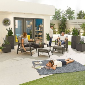 Nova Outdoor Fabric Grey Enna 5pc Lounge Set Nova Outdoor Fabric Grey Enna 5pc Lounge Set