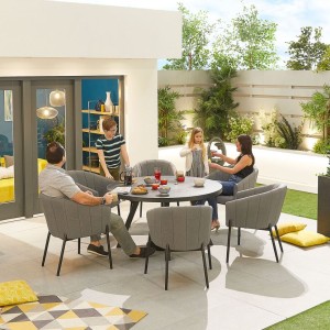 Nova Outdoor Fabric Edge Light Grey 6 Seat Round Dining Set Nova Outdoor Fabric Edge Light Grey 6 Seat Round Dining Set
